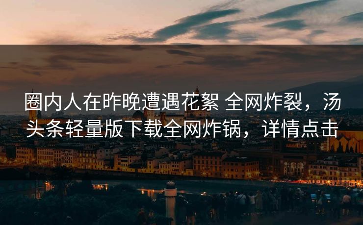 圈内人在昨晚遭遇花絮 全网炸裂，汤头条轻量版下载全网炸锅，详情点击